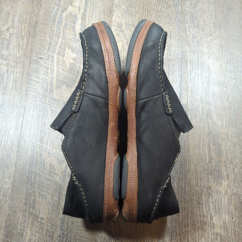 Olukai Moloa Shoes Men's Size 10.5 Black Leather Comfort Casual Loafers Moc - Picture 9 of 13